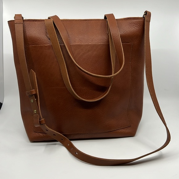 Madewell The Zip-Top Medium Brown Leather Transport Tote NWT - Picture 6 of 16